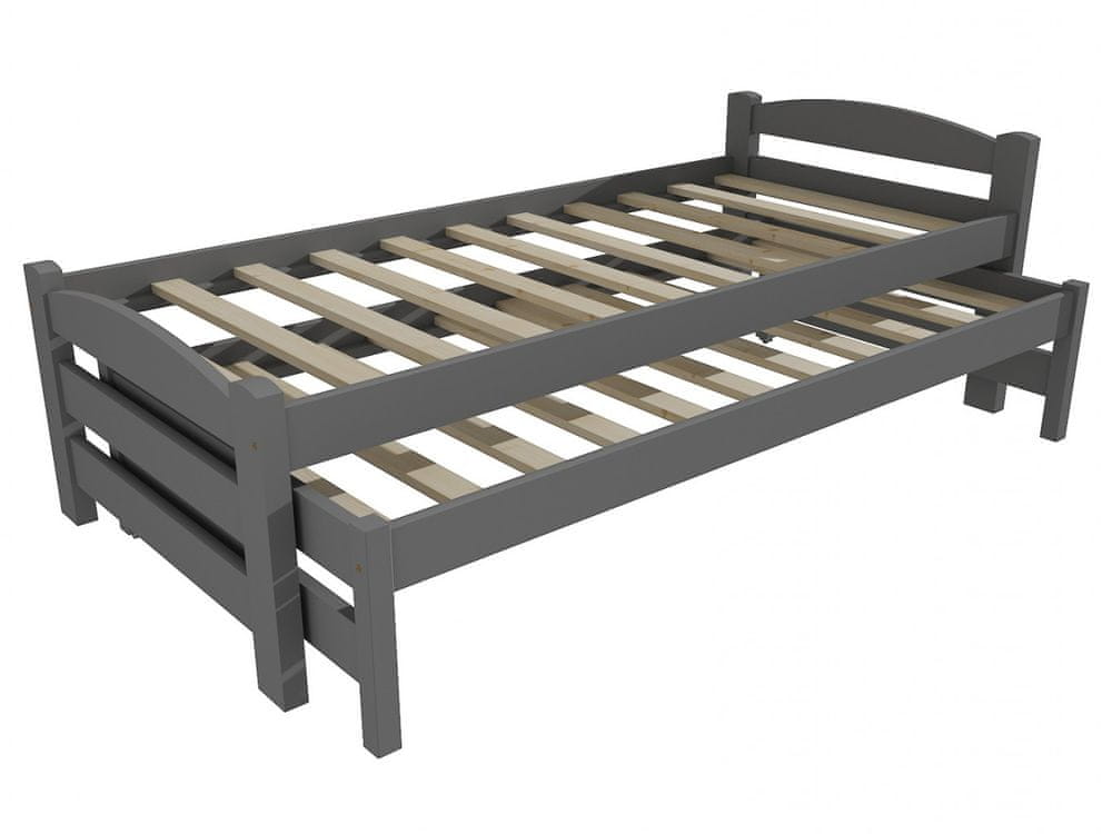 eoshop Detská posteľ s výsuvnou prístelkou DPV 025 (Rozmer: 90 x 190 cm, Farba dreva: farba sivá)